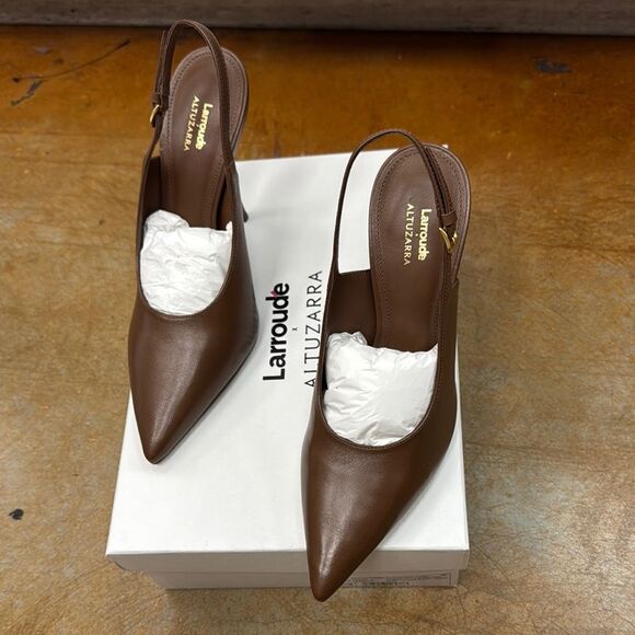 Larroude Brown Slingback Heels - Picture 3 of 9